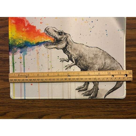 Tyrannosaurus Rex Dinosaur Rainbow Mousepad Non-Slip Rubber - Picture 3 of 7
